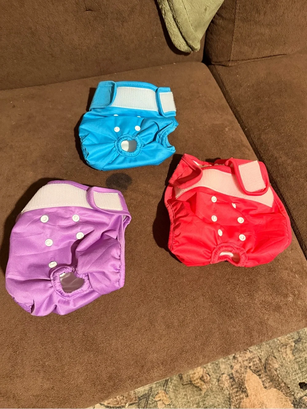 Purple, Blue, Red Washable Small Dog Diapers